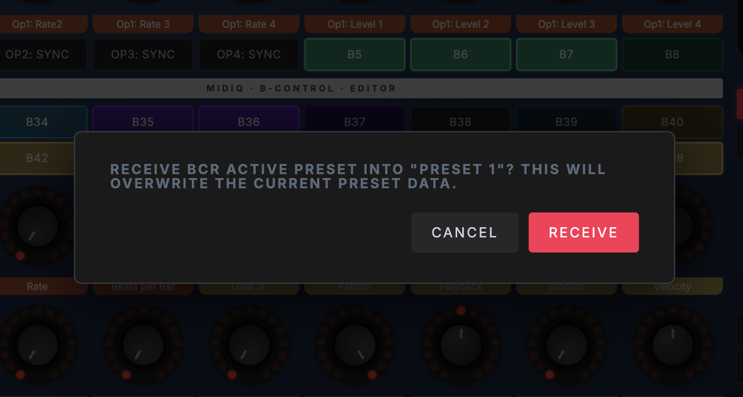 Receive presets from B-CONTROL